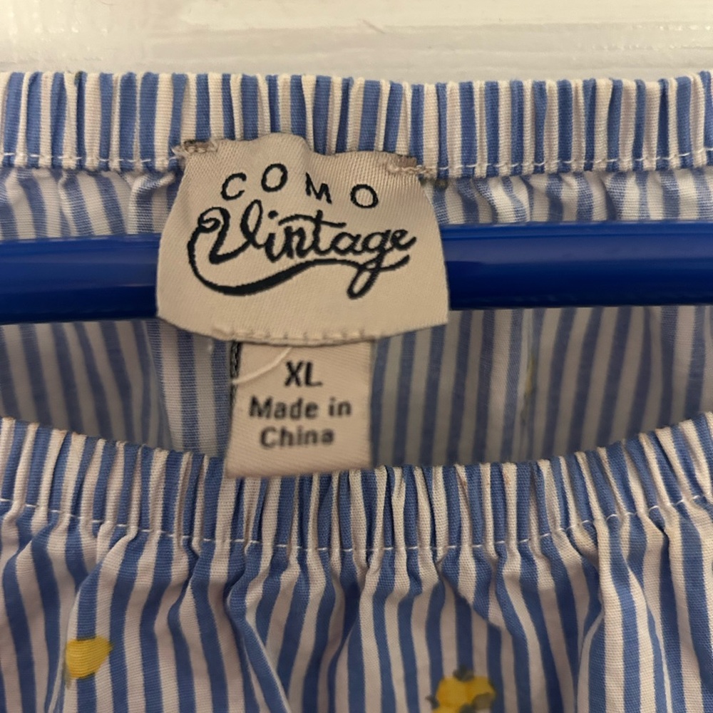 Como Vintage Striped Blue and Yellow Women's Blouse